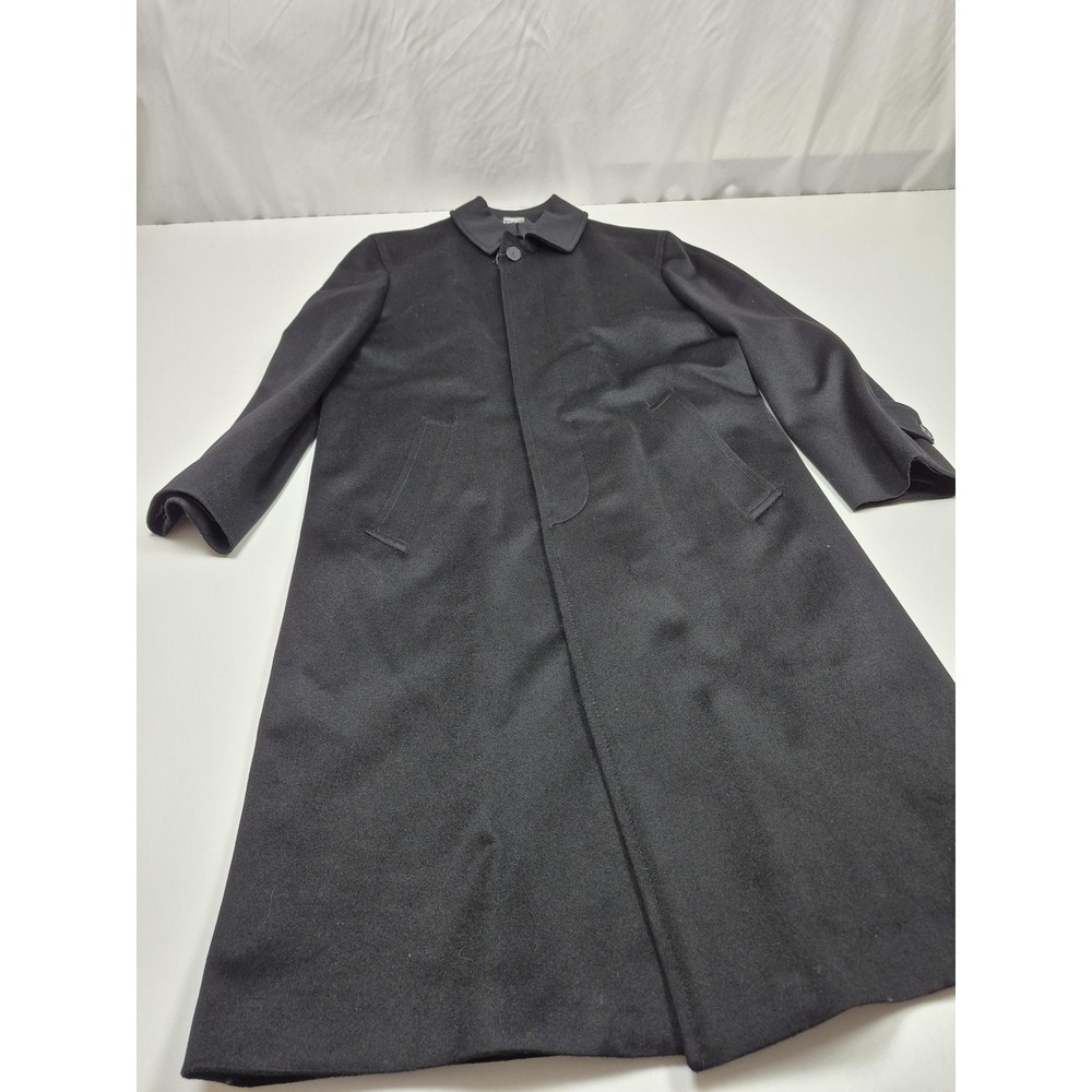 Tallia Uomo Coat Mens 38R Black Wool Storm System Loro Piana Overcoat Italy